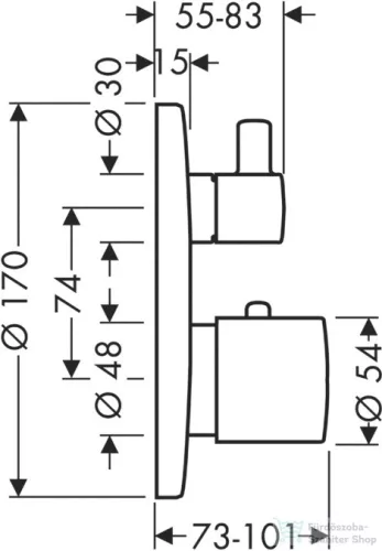 Hansgrohe AX Uno Termosztátos csaptelep falsík alatti szereléshez, elzáró- és váltószeleppel, króm 38720000