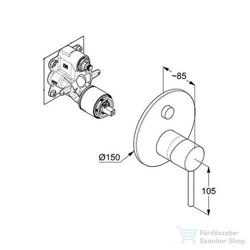 Kludi BOZZ falsík alatti 2 funkciós csaptelep belső egység nélkül, matt fekete 387593976