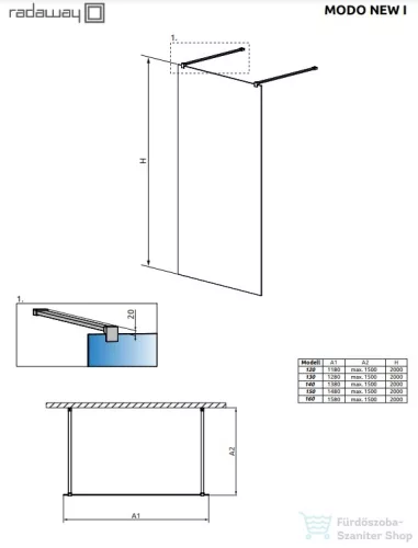 Radaway Modo New I 130 zuhanyfal 388134-01-01