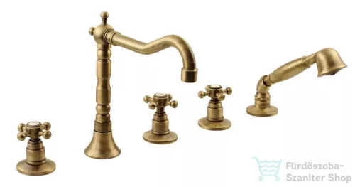 Sapho ANTEA Kádperemre szerelhető csaptelep, öt részes, bronz 3886