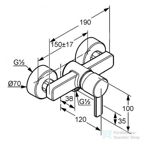 Kludi ZENTA egykaros zuhany csaptelep, króm 388700575