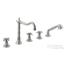   Sapho REITANO ANTEA 5 részes kádperemre szerelhető kádtöltő csaptelep, elforgatható kifolyóval, zuhanyváltóval, nikkel 3888