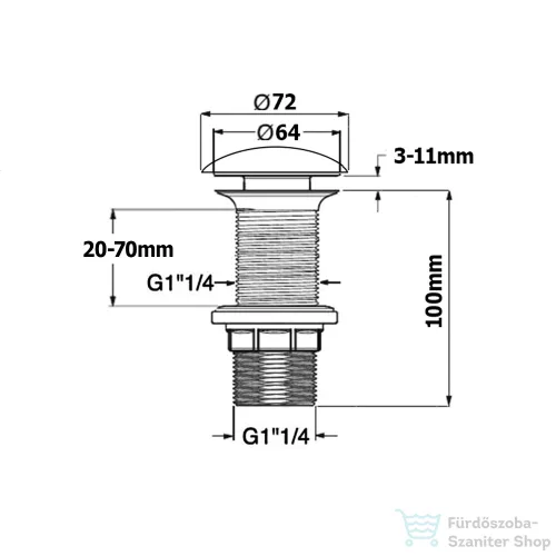 Sapho ISVEA klik-klak mosdólefolyó, 5/4“, 20-70mm, fehér kerámia fedéllel (38TP0161I)