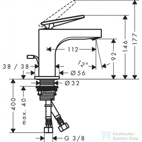 Hansgrohe AXOR CITTERIO 90 mosdó csaptelep,automata leeresztővel,rombuszmetszéses fogantyúval,króm 39001000