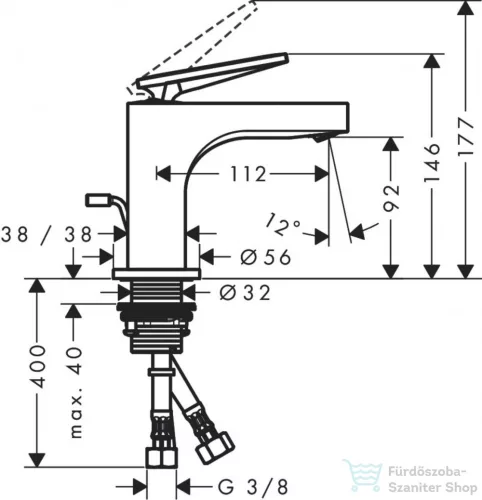 Hansgrohe AXOR CITTERIO 90 mosdó csaptelep automata leeresztővel,rombuszmetszéses fogantyúval,szálcsiszolt vörös arany hatású 39001310