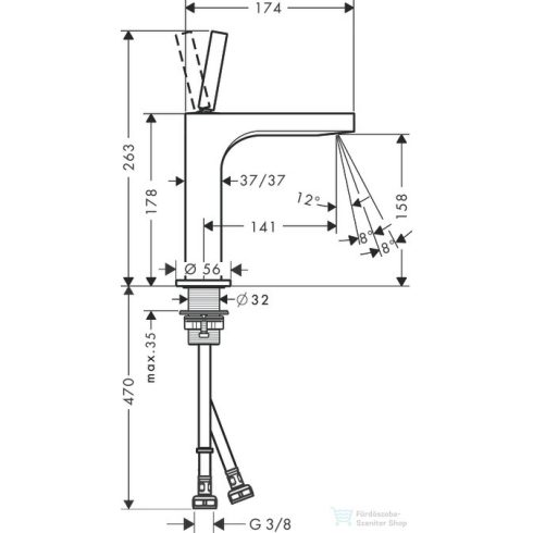 Hansgrohe AXOR CITTERIO mosdó csaptelep 180 mm, nem zárható leeresztővel,szálcsiszolt arany hatású 39032250