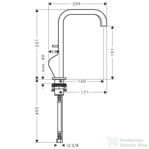 Hansgrohe AXOR CITTERIO magasított mosdó csaptelep automata leeresztővel,szálcsiszolt arany hatású 39034250