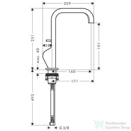 Hansgrohe AXOR CITTERIO magasított mosdó csaptelep automata leeresztővel,szálcsiszolt sárgaréz hatású 39034950