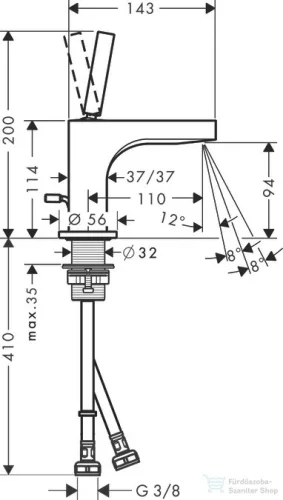 Hansgrohe AXOR CITTERIO mosdó csaptelep 115mm, automata leeresztővel, króm 39035000