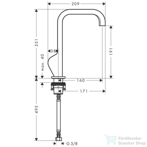 Hansgrohe AXOR CITTERIO magasított mosdó csaptelep leeresztő nélkül,szálcsiszolt bronz 39037140