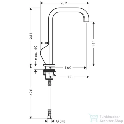 Hansgrohe AXOR CITTERIO magasított mosdó csaptelep leeresztő nélkül,polírozott vörös arany hatású 39037300
