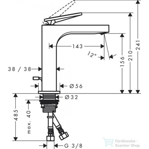 Hansgrohe AXOR CITTERIO 160 mosdó csaptelep rombuszmetszéses fogantyúval,automata leeresztővel,polírozott arany hatású 39071990