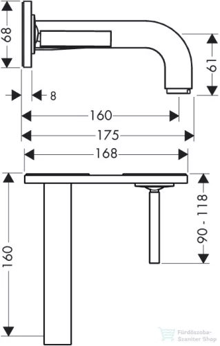 Hansgrohe AXOR Citterio falsík alatti mosdó csaptelep dekorlappal,Szálcsiszolt arany hatású 39112250