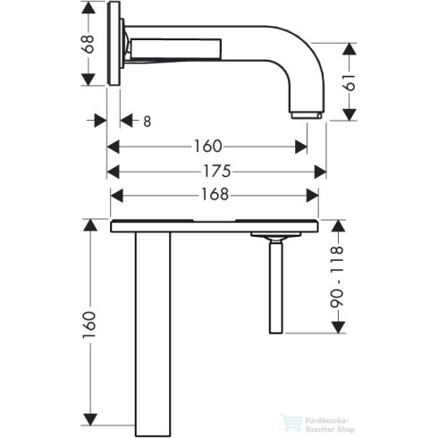 Hansgrohe AXOR Citterio falsík alatti mosdó csaptelep dekorlappal,Szálcsiszolt nikkel 39112820