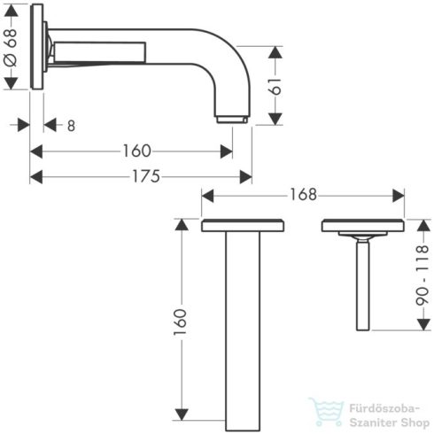 Hansgrohe AXOR Citterio falsík alatti mosdó csaptelep 16 cm-es kifolyóval, króm 39113000