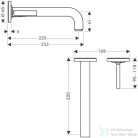 Hansgrohe AXOR Citterio falsík alatti mosdó csaptelep 22 cm-es kifolyóval,szálcsiszolt fekete króm 39116340