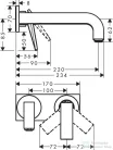 Hansgrohe AXOR CITTERIO falsík alatti mosdó csaptelep 22 cm-es kifolyóval,nem zárható leeresztővel,szálcsiszolt bronz 39119140