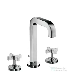   Hansgrohe AXOR CITTERIO 3-lyukú keresztfogantyús mosdó csaptelep, rövid kifolyóval DN15, automata leeresztővel, króm  39133000