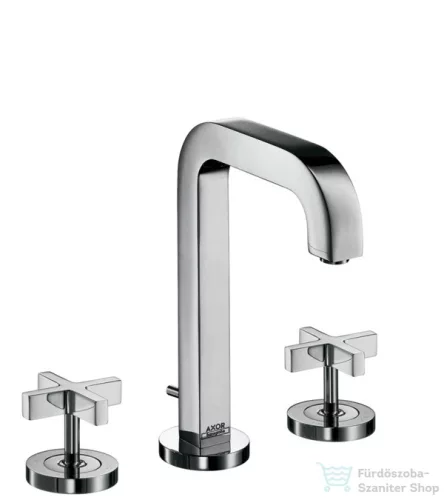 Hansgrohe AXOR CITTERIO 3-lyukú keresztfogantyús mosdó csaptelep, rövid kifolyóval DN15, automata leeresztővel, króm  39133000