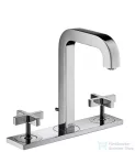 Hansgrohe AXOR CITTERIO 3-lyukú keresztfogantyús mosdó csaptelep, dekorlappal és rövid kifolyóval DN15, automata leeresztővel, króm 39134000