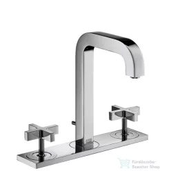  Hansgrohe AXOR CITTERIO 3-lyukú keresztfogantyús mosdó csaptelep, dekorlappal és rövid kifolyóval DN15, automata leeresztővel, króm 39134000