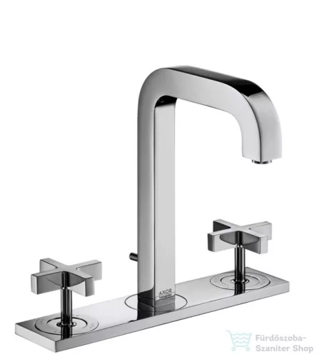 Hansgrohe AXOR CITTERIO 3-lyukú keresztfogantyús mosdó csaptelep, dekorlappal és rövid kifolyóval DN15, automata leeresztővel, króm 39134000