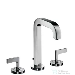   Hansgrohe AXOR CITTERIO 3-lyukú fordítókaros mosdó csaptelepm rövid kifolyóval DN15, automata leeresztővel, króm 39135000