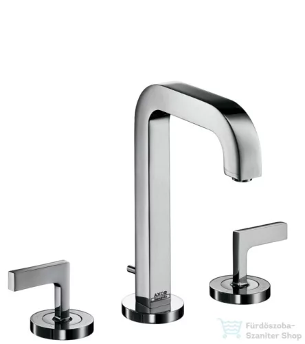 Hansgrohe AXOR CITTERIO 3-lyukú fordítókaros mosdó csaptelepm rövid kifolyóval DN15, automata leeresztővel, króm 39135000