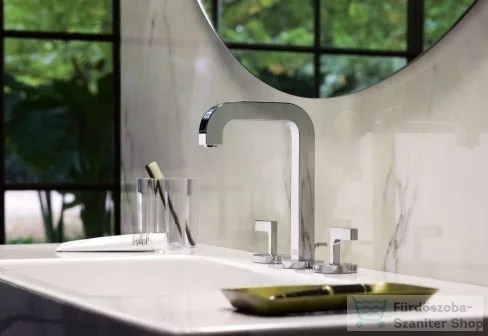 Hansgrohe AXOR CITTERIO 3-lyukú fordítókaros mosdó csaptelepm rövid kifolyóval DN15, automata leeresztővel, króm 39135000
