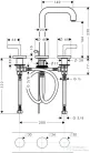 Hansgrohe AXOR CITTERIO 3 üléses mosdó csaptelep automata leeresztővel,polírozott fekete króm 39135330