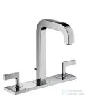 Hansgrohe AXOR CITTERIO 3-lyukú fordítókaros mosdó csaptelep dekorlappal és rövid kifolyóval DN15, automata leeresztővel, króm 39136000