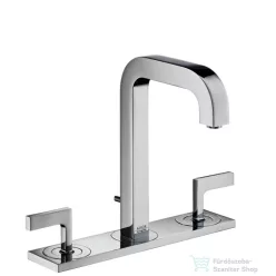   Hansgrohe AXOR CITTERIO 3-lyukú fordítókaros mosdó csaptelep dekorlappal és rövid kifolyóval DN15, automata leeresztővel, króm 39136000
