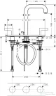 Hansgrohe AXOR CITTERIO 3-lyukú fordítókaros mosdó csaptelep dekorlappal és rövid kifolyóval DN15, automata leeresztővel, króm 39136000