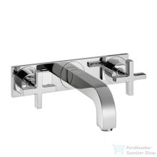   Hansgrohe AXOR Citterio 3-lyukú, falsík alatti keresztfogantyús mosdócsaptelep dekorlappal és hosszú kifolyóval DN15, króm 39144000