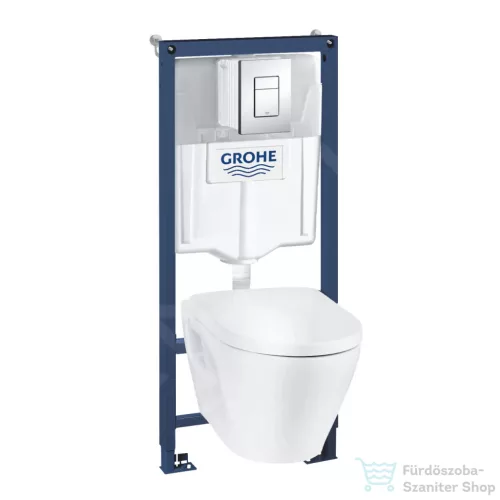 Grohe Solido Perfect falra szerelhető WC szett, mélyöblítésű WC soft close ülőkével, Skate Cosmopolitan króm nyomólappal 39186000