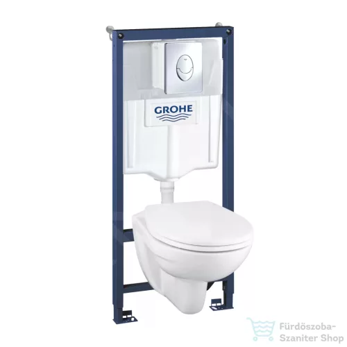 Grohe Solido Perfect falra szerelhető WC szett, mélyöblítésű WC soft close ülőkével, Skate Air króm nyomólappal 39192000
