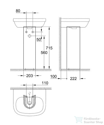 Grohe EURO CERAMIC mosdóláb rögzítőkészlettel,fehér 39202000