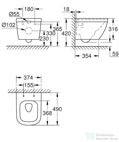 Grohe Euro Ceramic függesztett compact rimless wc 39206000
