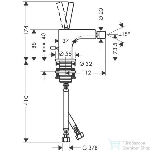 Hansgrohe AXOR Citterio bidé csaptelep automata leeresztővel,szálcsiszolt sárgaréz hatású 39210950