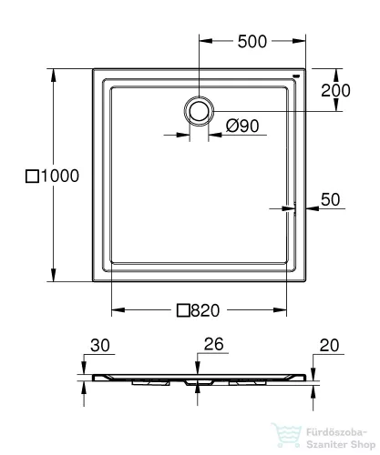 Grohe akril zuhanytálca 100x100 cm 39300000