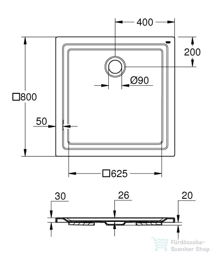 Grohe akril zuhanytálca 80x80 cm 39302000
