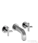 Hansgrohe AXOR Citterio 3-lyukú, falsík alatti keresztfogantyús mosdó csaptelep takarórozettákkal és rövid kifolyóval DN15, króm 39313000