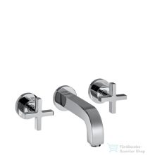   Hansgrohe AXOR Citterio 3-lyukú, falsík alatti keresztfogantyús mosdó csaptelep takarórozettákkal és rövid kifolyóval DN15, króm 39313000