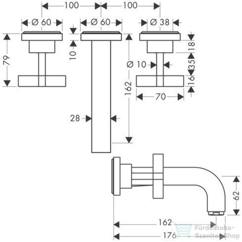 Hansgrohe AXOR Citterio falsík alatti mosdó csaptelep 16,2 cm-es kifolyóval,rozsdamentes acél hatású 39313800