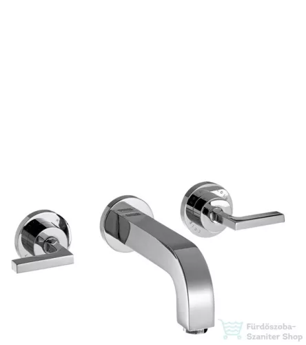 Hansgrohe AXOR Citterio 3-lyukú, falsík alatti fordítókaros mosdó csaptelep takarórozettákkal és rövid kifolyóval DN15, króm 39315000
