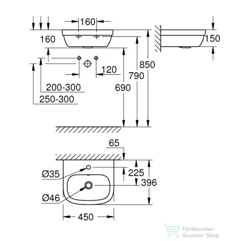 Grohe Euro Ceramic 45 kézmosó Pureguard bevonattal 3932400H