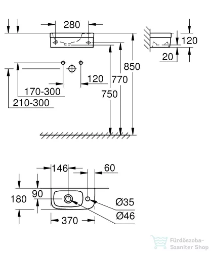 Grohe Euro Ceramic Mini 37x18 kézmosó 39327000
