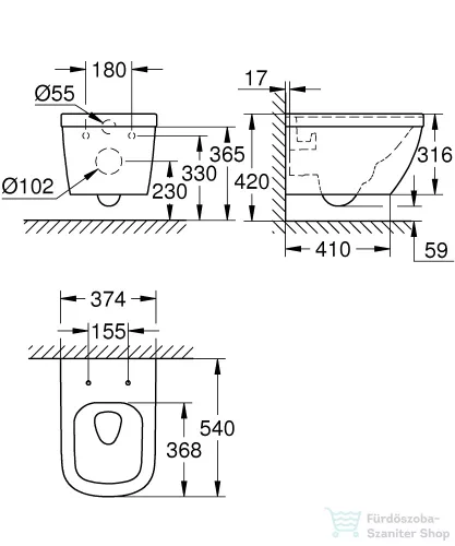Grohe Euro ceramic függesztett wc 39328000
