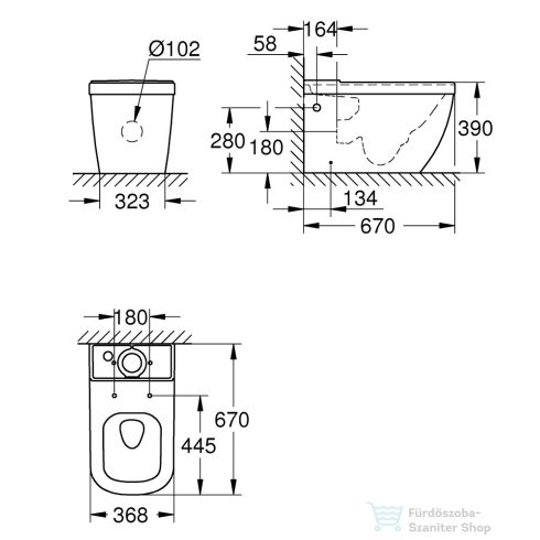 Grohe Euro Ceramic perem nélküli monoblokkos wc 39338000