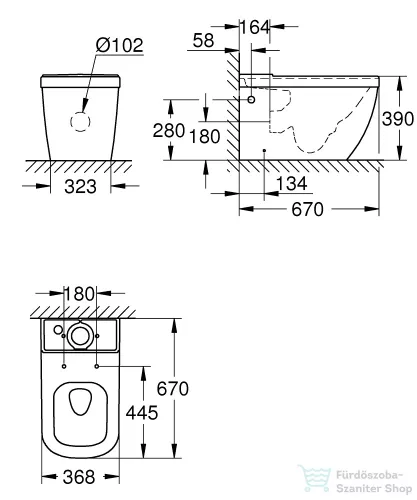 Grohe Euro Ceramic perem nélküli monoblokkos wc 39338000